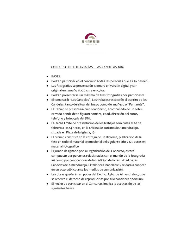 BASES CONCURSO FOTOGRAFÍA CANDELAS 2026