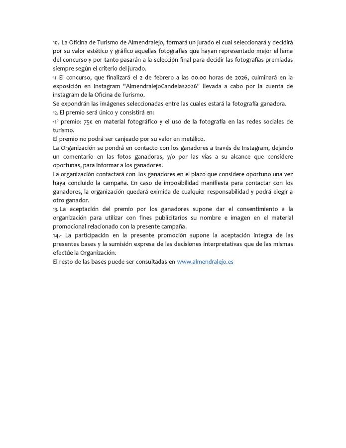 BASES CONCURSO INSTAGRAM CANDELAS 2026